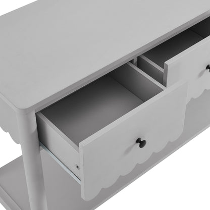 Emmeline 3-Drawer Scalloped Console Table by Furniture For America