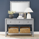 Solstice 3-Drawer Scalloped Console Table in Light Gray