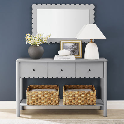 Emmeline 3-Drawer Scalloped Console Table by Furniture For America