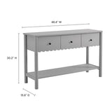 Solstice 3-Drawer Scalloped Console Table in Light Gray