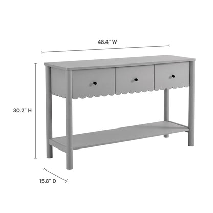 Emmeline 3-Drawer Scalloped Console Table by Furniture For America