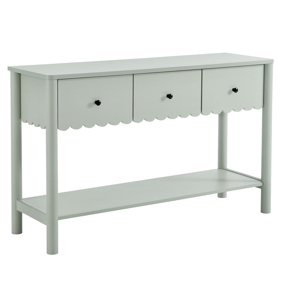 Solstice 3-Drawer Scalloped Console Table in Sage