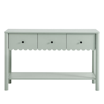 Emmeline 3-Drawer Scalloped Console Table in Sage