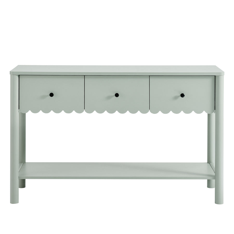 Solstice 3-Drawer Scalloped Console Table in Sage