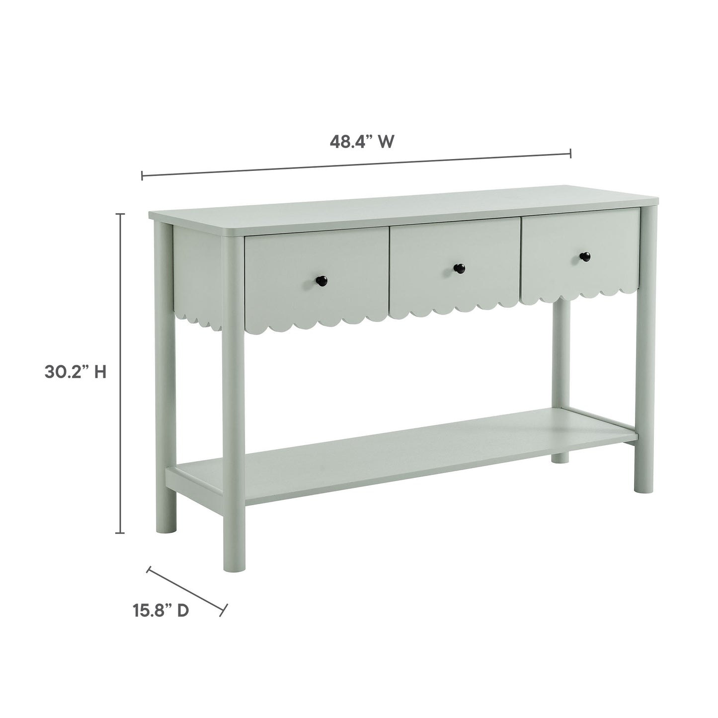 Emmeline 3-Drawer Scalloped Console Table by Furniture For America
