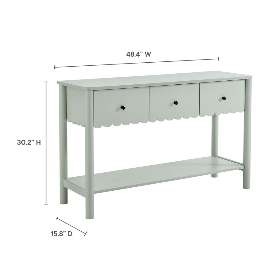Solstice 3-Drawer Scalloped Console Table in Sage