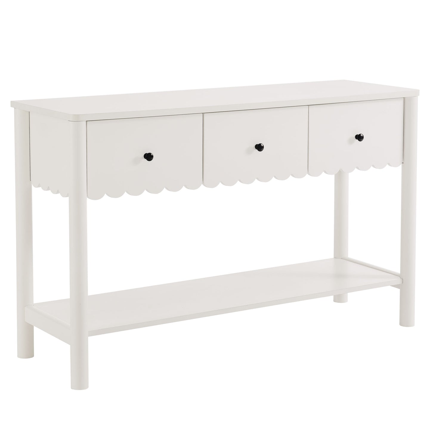Emmeline 3-Drawer Scalloped Console Table by Furniture For America