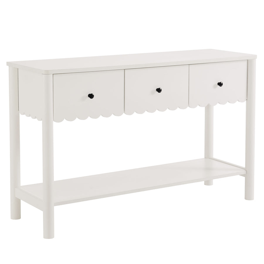 Solstice 3-Drawer Scalloped Console Table in White