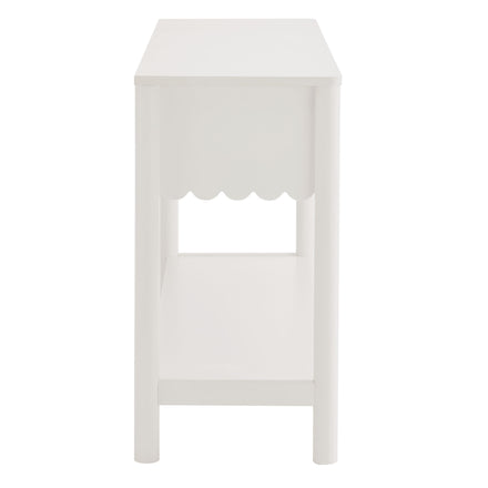 Emmeline 3-Drawer Scalloped Console Table in White