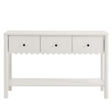 Solstice 3-Drawer Scalloped Console Table in White