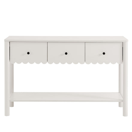 Emmeline 3-Drawer Scalloped Console Table in White