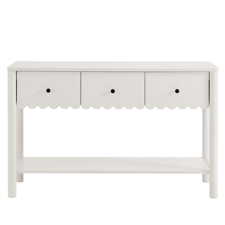 Solstice 3-Drawer Scalloped Console Table in White