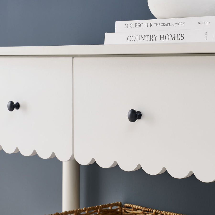 Solstice 3-Drawer Scalloped Console Table in White