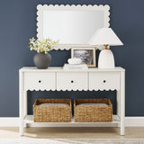Solstice 3-Drawer Scalloped Console Table in White