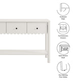Solstice 3-Drawer Scalloped Console Table in White