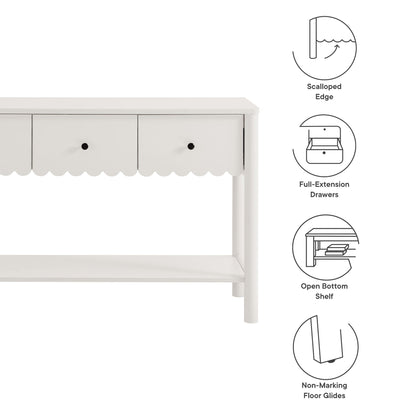 Emmeline 3-Drawer Scalloped Console Table by Furniture For America