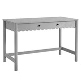 Solstice 1-Drawer Scallop Writing Desk in Light Gray