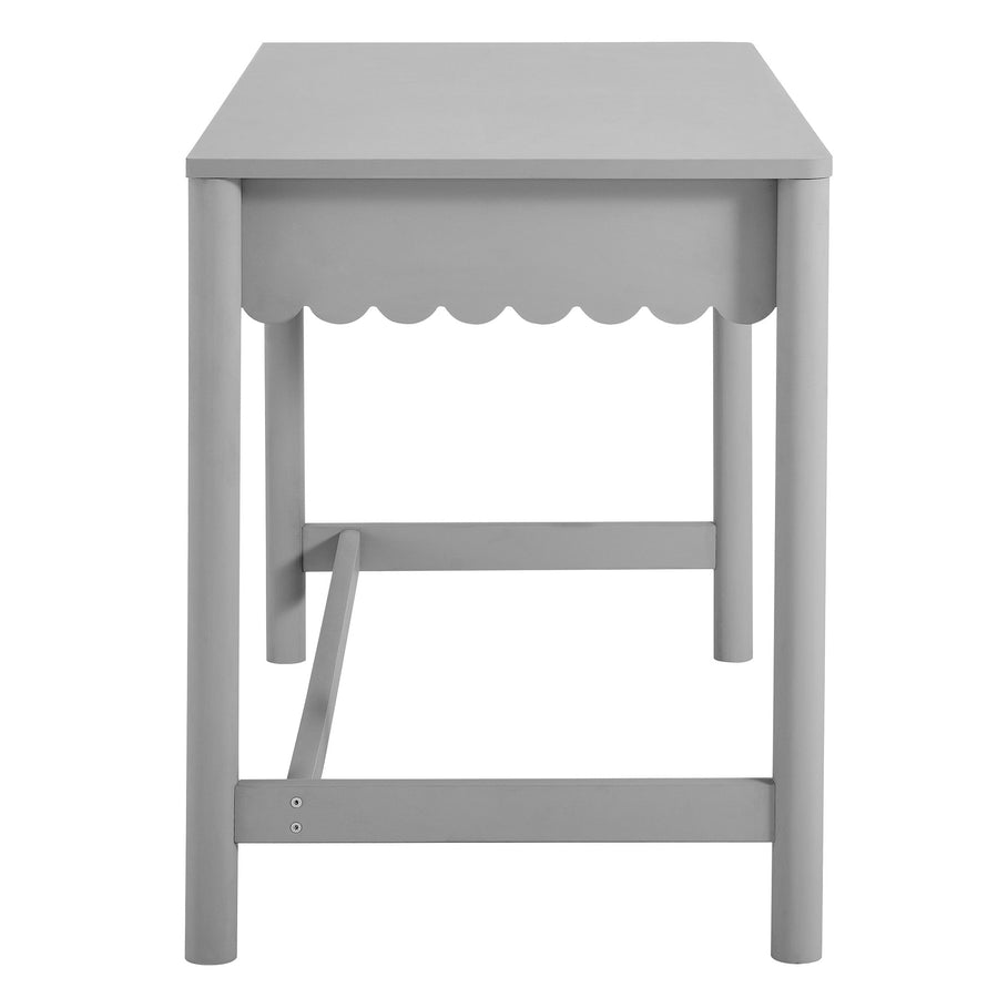 Solstice 1-Drawer Scallop Writing Desk in Light Gray