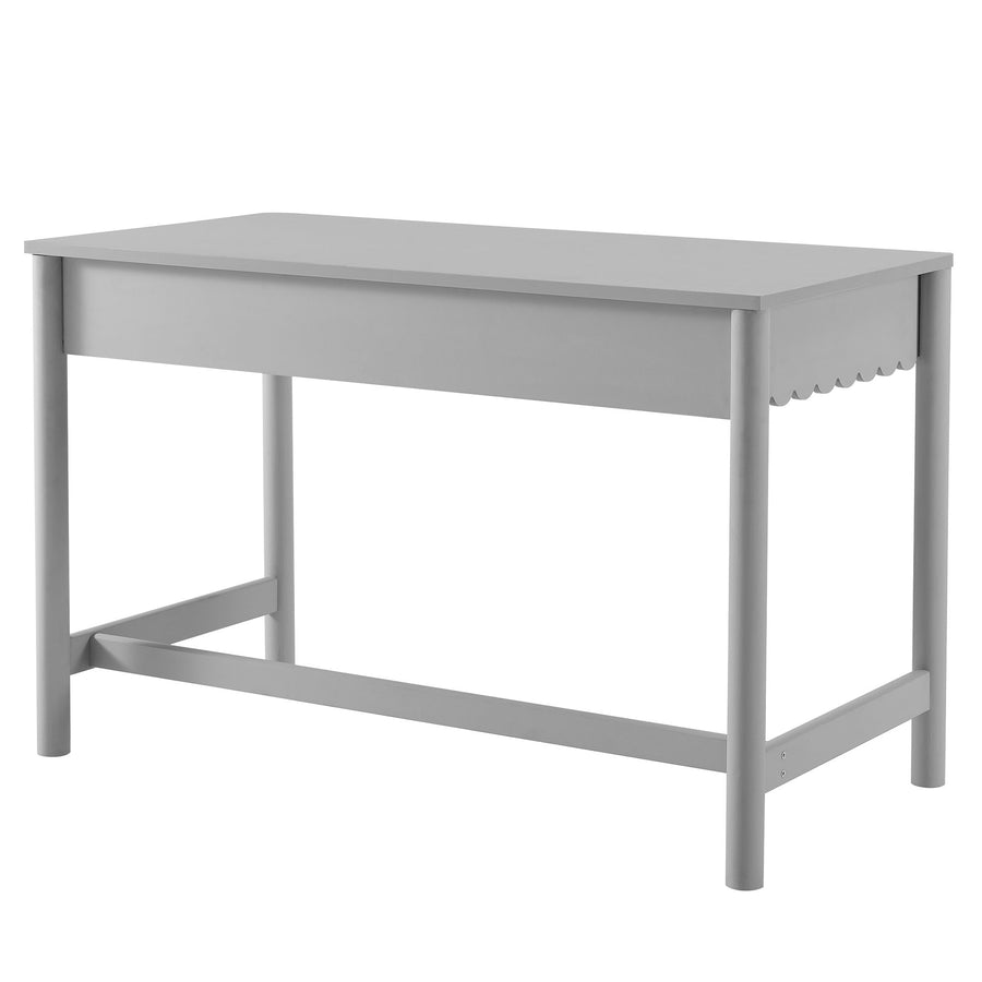 Solstice 1-Drawer Scallop Writing Desk in Light Gray