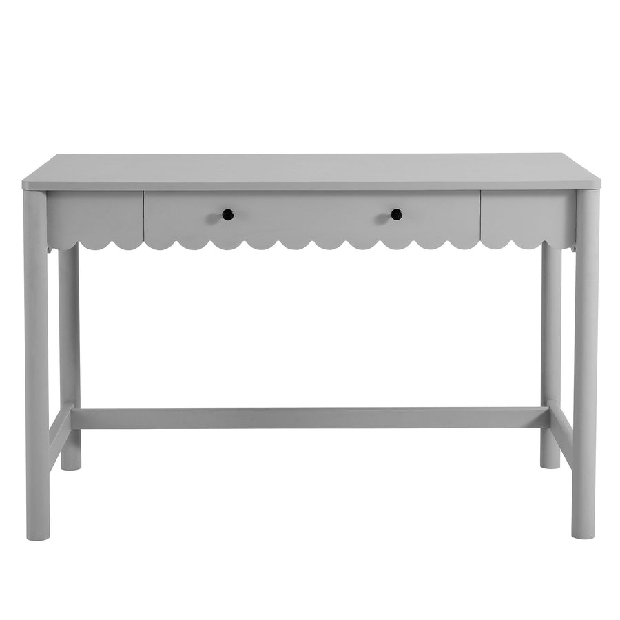 Solstice 1-Drawer Scallop Writing Desk in Light Gray
