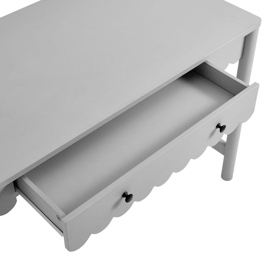 Solstice 1-Drawer Scallop Writing Desk in Light Gray
