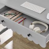 Solstice 1-Drawer Scallop Writing Desk in Light Gray