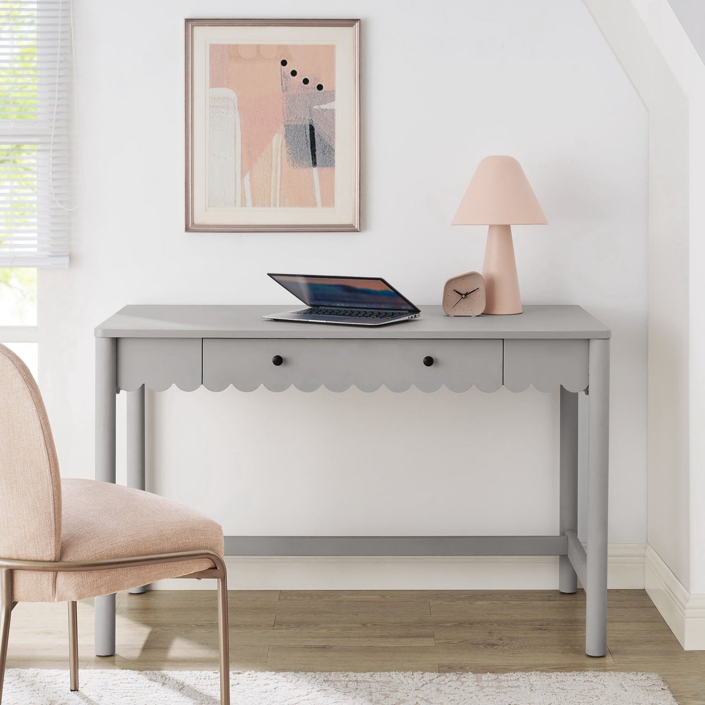 Emmeline 1-Drawer Scallop Writing Desk by Furniture for America