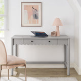 Solstice 1-Drawer Scallop Writing Desk in Light Gray
