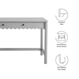 Solstice 1-Drawer Scallop Writing Desk in Light Gray