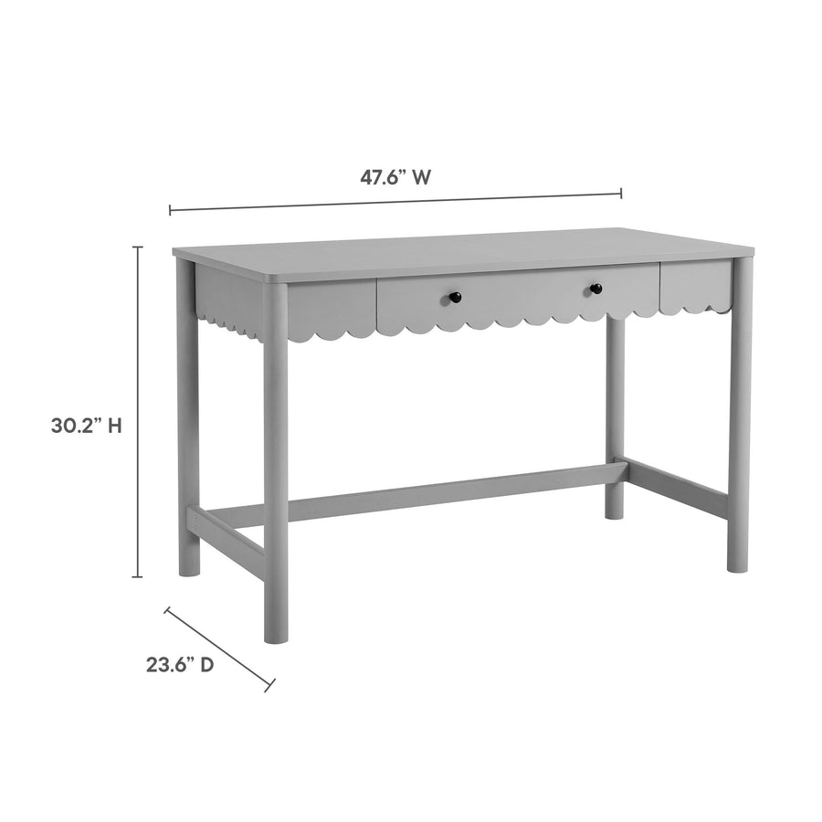 Solstice 1-Drawer Scallop Writing Desk in Light Gray