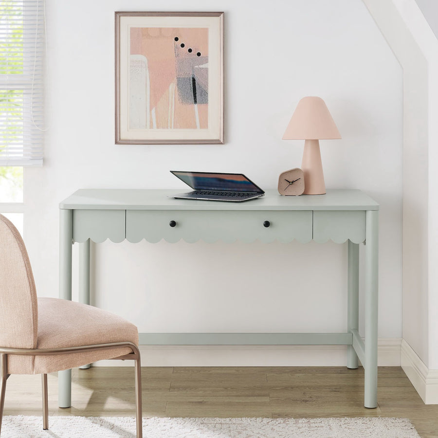Solstice 1-Drawer Scallop Writing Desk in Sage