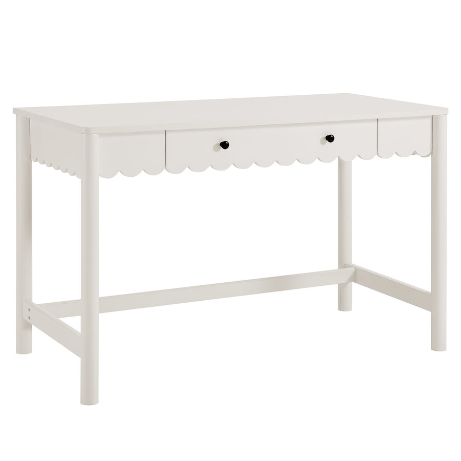 Solstice 1-Drawer Scallop Writing Desk in White