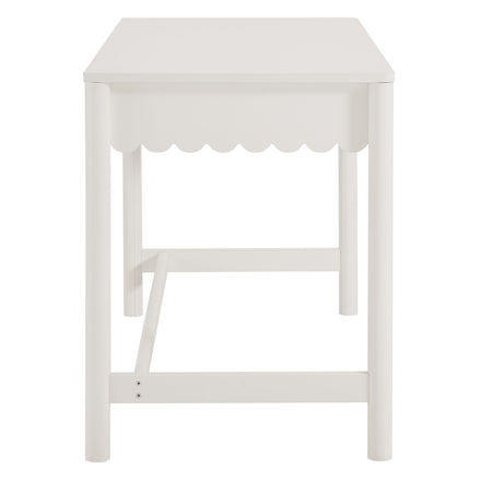 Emmeline 1-Drawer Scallop Writing Desk in White