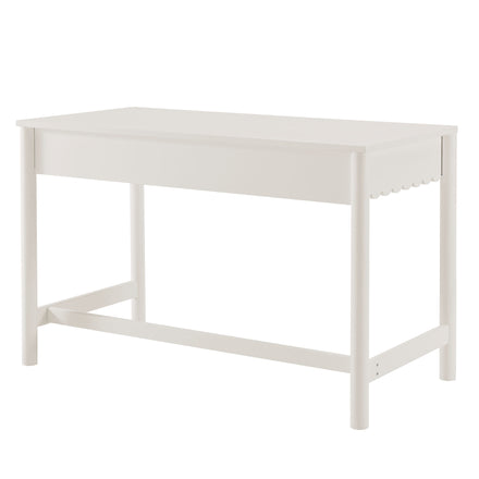Emmeline 1-Drawer Scallop Writing Desk in White