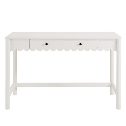 Emmeline 1-Drawer Scallop Writing Desk in White