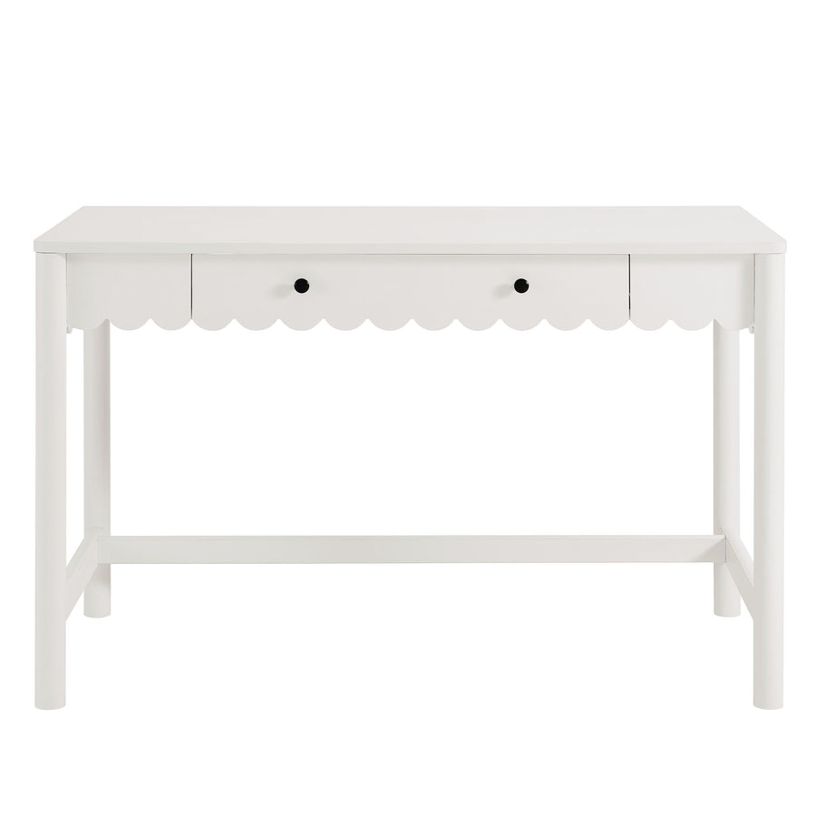 Solstice 1-Drawer Scallop Writing Desk in White