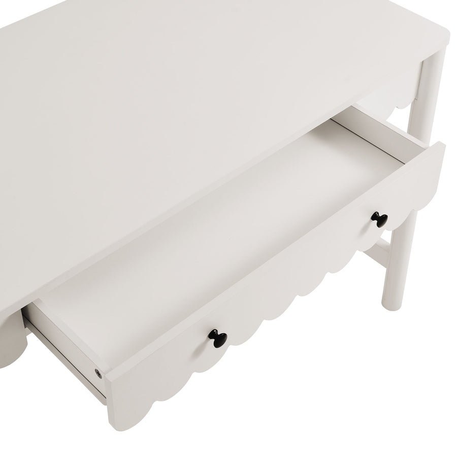 Solstice 1-Drawer Scallop Writing Desk in White