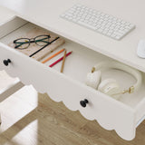 Solstice 1-Drawer Scallop Writing Desk in White