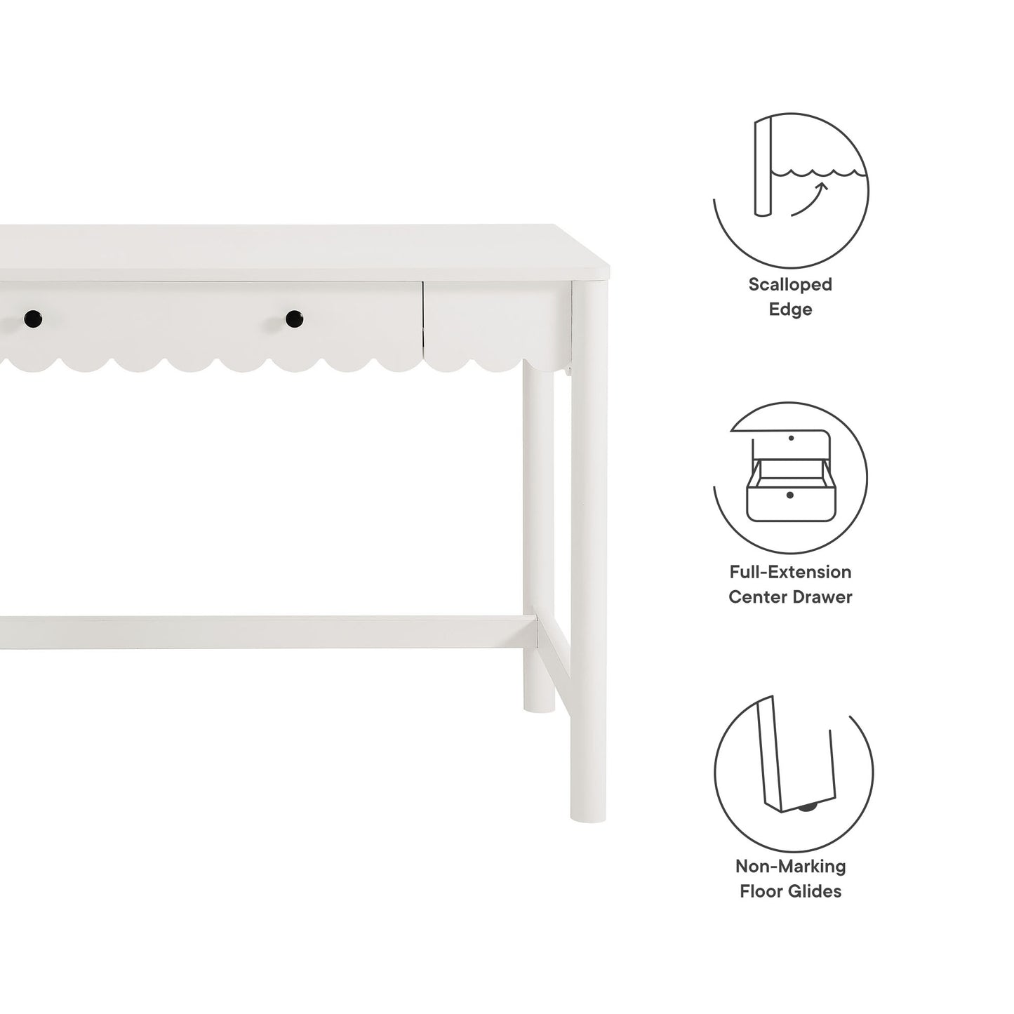 Emmeline 1-Drawer Scallop Writing Desk by Furniture for America