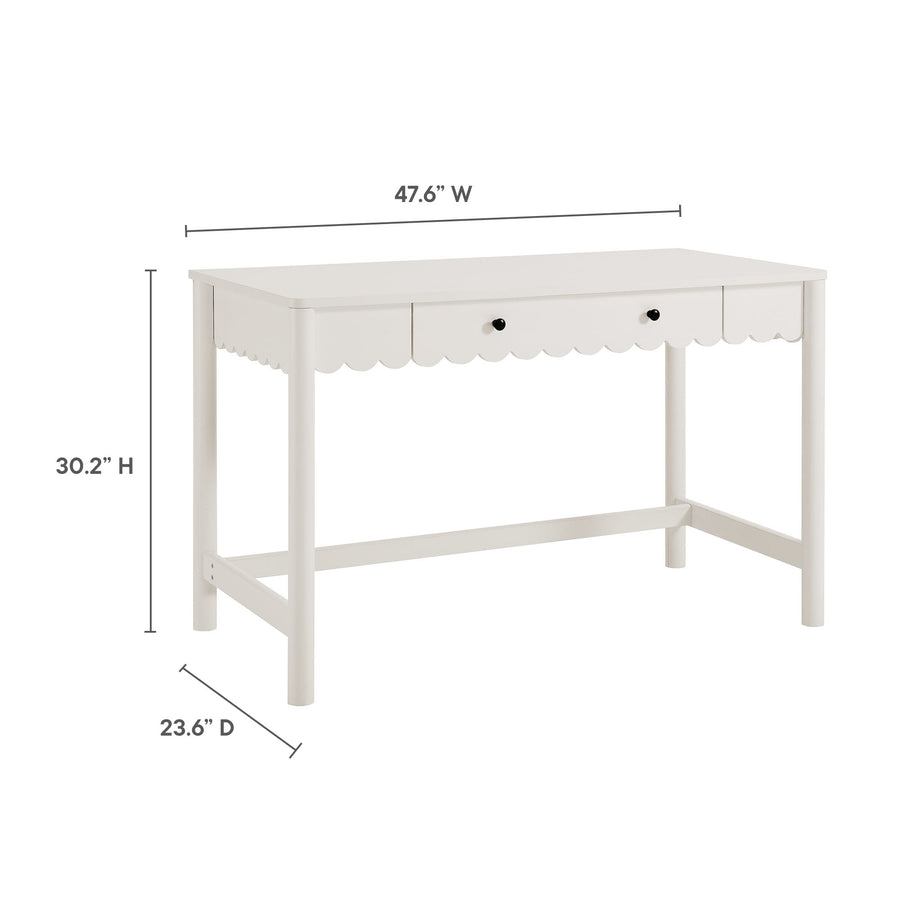 Solstice 1-Drawer Scallop Writing Desk in White