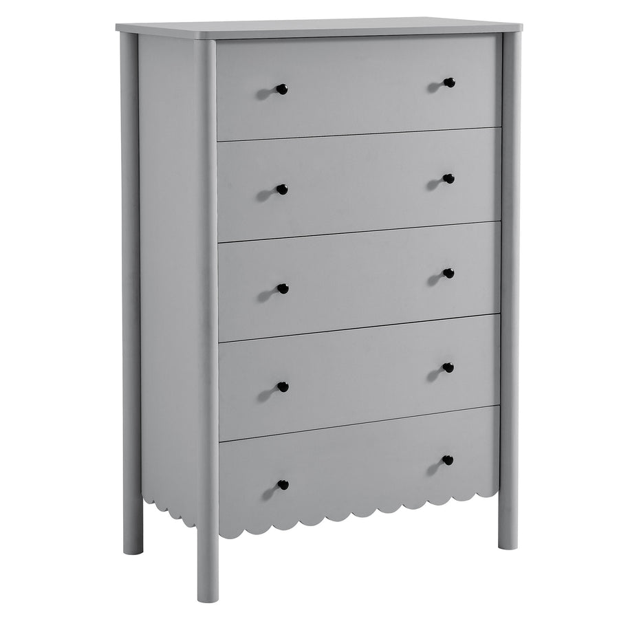 Solstice Scalloped 5-Drawer Chest in Light Gray
