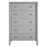 Solstice Scalloped 5-Drawer Chest in Light Gray