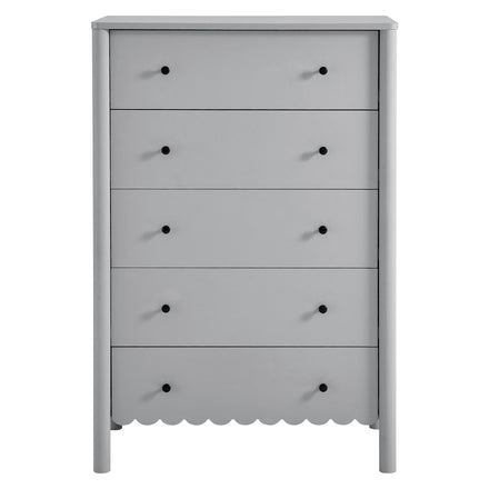 Emmeline Scalloped 5-Drawer Chest in Light Gray