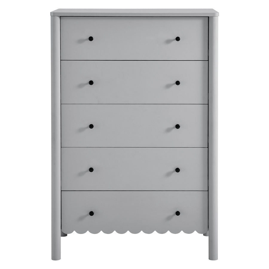 Solstice Scalloped 5-Drawer Chest in Light Gray