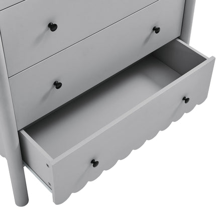 Emmeline Scalloped 5-Drawer Chest in Light Gray