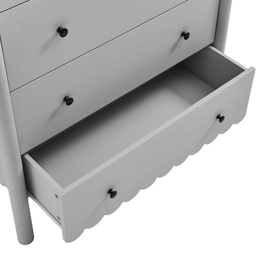 Solstice Scalloped 5-Drawer Chest in Light Gray