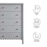 Solstice Scalloped 5-Drawer Chest in Light Gray