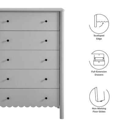 Emmeline Scalloped 5-Drawer Chest by Furniture For America