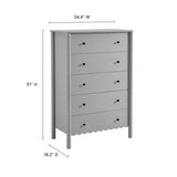 Solstice Scalloped 5-Drawer Chest in Light Gray