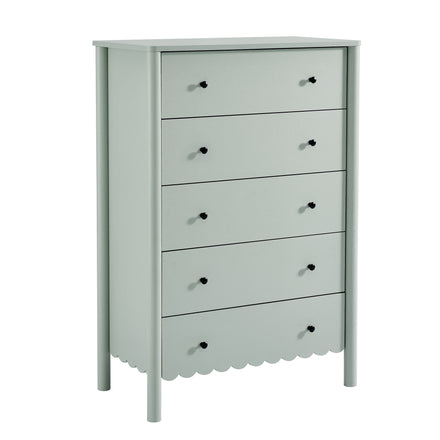 Emmeline Scalloped 5-Drawer Chest in Sage